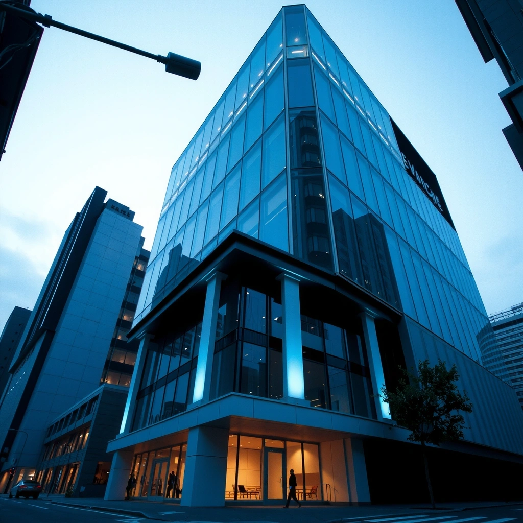 Modern Seoul office building exterior showing Korean corporate architecture