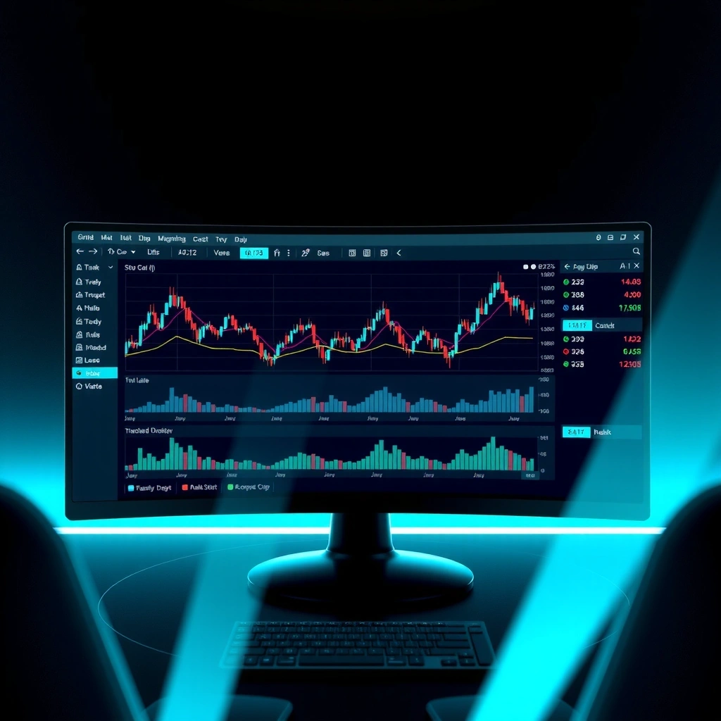 Trading analytics dashboard with candlestick charts