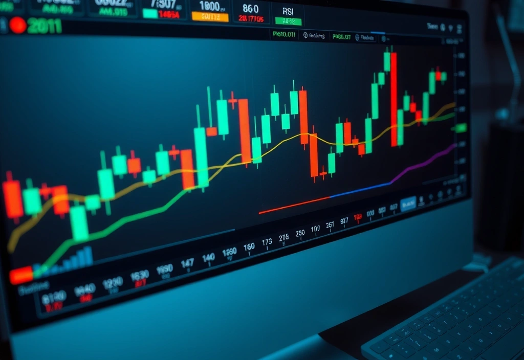 Advanced candlestick chart with technical indicators